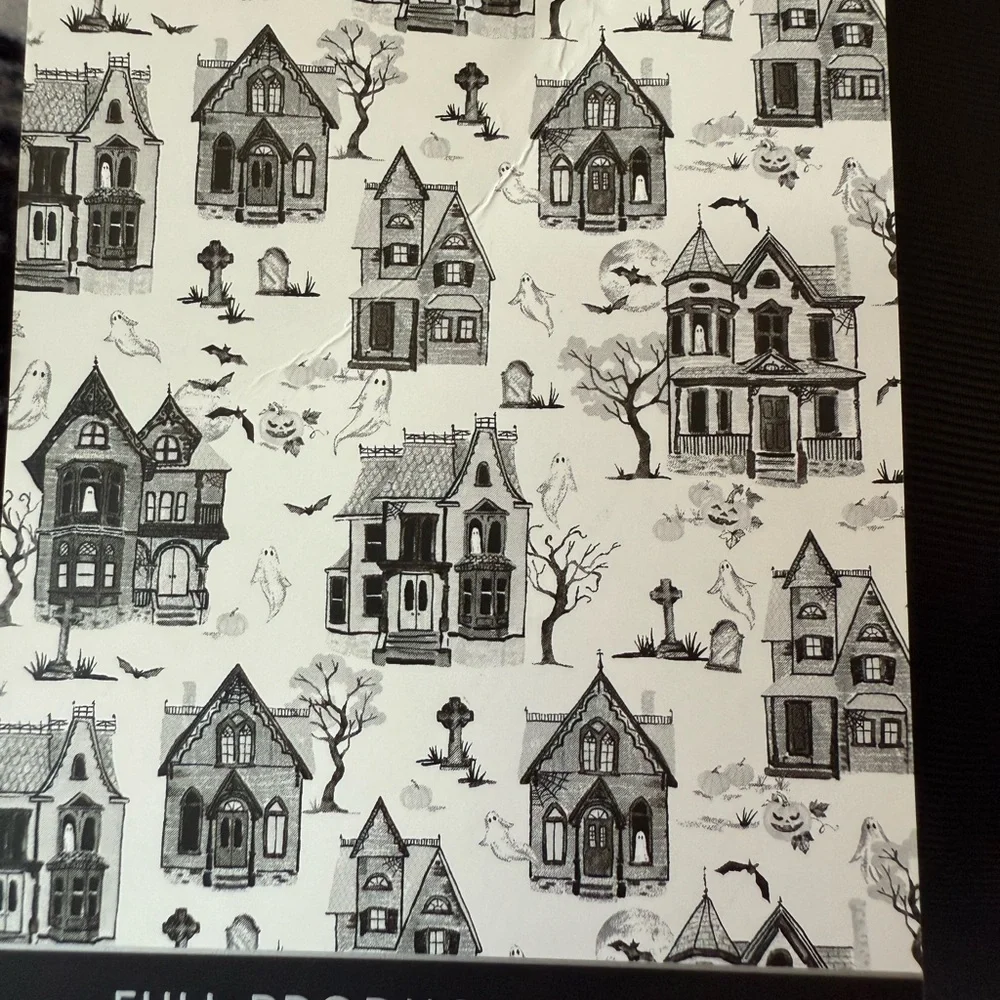 NEW Cynthia Rowley Halloween Haunted House Black & White Full/Queen Throw NWT